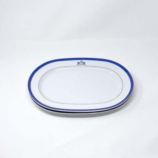 Bandeja de porcelana blanca con filo de oro y azul cobalto (1 pieza) Duisburg, 38 cm