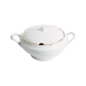 Sopera de porcelana blanca (3 l) Sena, 1 tapa de porcelana, filo de oro