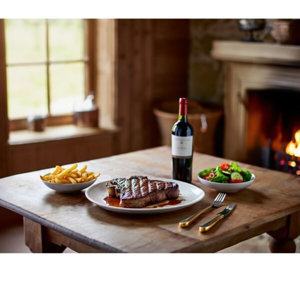 CRC Nuremberg Juego Chuletero 26 piezas, acero inoxidable con baño de oro, set de cuchillos y tenedores para carne con estuche de presentación