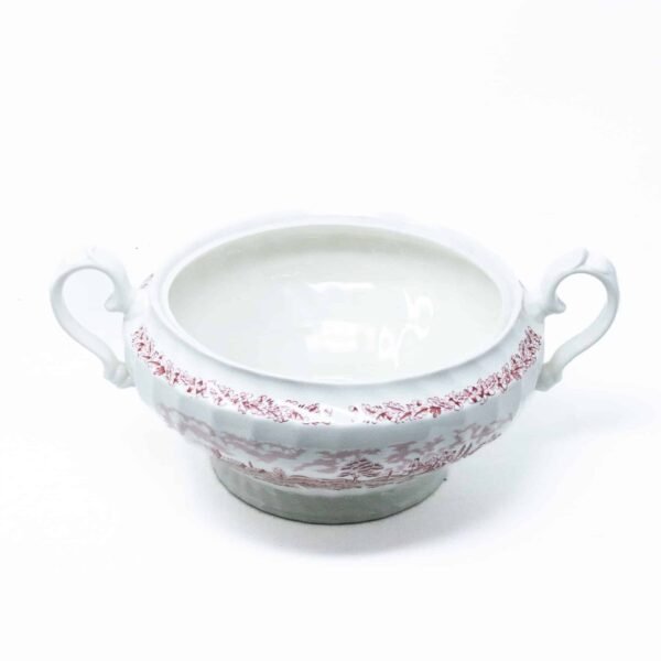 Sopera de ceramica inglesa, blanca y rosa marca churchill (3 l )