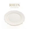 Fuente de Porcelana Blanca (1 Pieza) Rhein Plato presentación de 32 cm con Borde de Oro – Ideal para Postres, Tartas, Sushi o como Base para Ensaladera – Diseño de Lujo