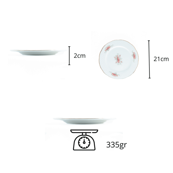 Vajilla de porcelana blanca (18 piezas) Bidasoa Irina 6 platos llanos, 6 platos hondos y 6 platos de postre con motivos florales y filo de oro