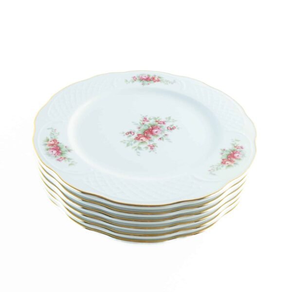 11_BIDASOA_IRINA_6LLANOS.jpg Juego de Platos Llanos de Porcelana (6 piezas) Bidasoa Irina con Motivos Florales y Filo de Oro, Vajilla Elegante y Atemporal