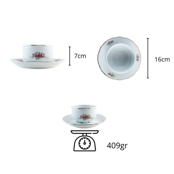 Salsera de Porcelana Blanca con Diseño Floral y Filo Dorado, Bidasoa Original, Elegante Vajilla para Servir Salsas