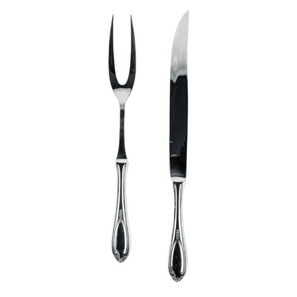Glamour 7000  Juego de Servir Carne en Acero Inoxidable (2 Piezas) Cuchillo + Tenedor, Pulido Espejo, Apto para lavavajillas