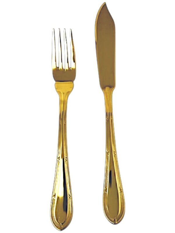 CRC Nuremberg 1210 Full Gold cubertería 70 piezas, acero inoxidable totalmente bañada en oro