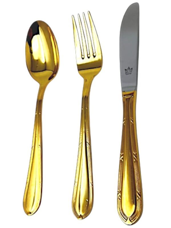CRC Nuremberg 1210 Full Gold cubertería 70 piezas, acero inoxidable totalmente bañada en oro