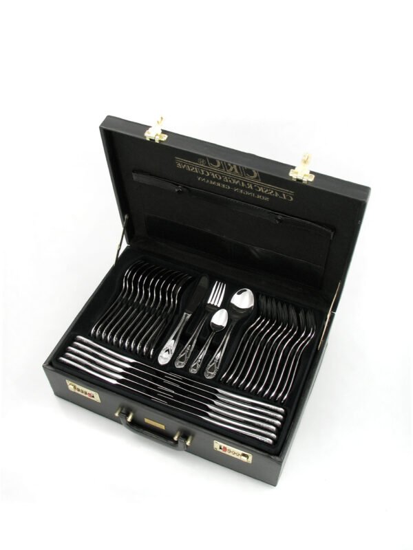 Cubertería 113 piezas CRC Koln 1285, acero inoxidable 18/10, diseño clásico con estuche de presentación, cuchillos monoblock forjados
