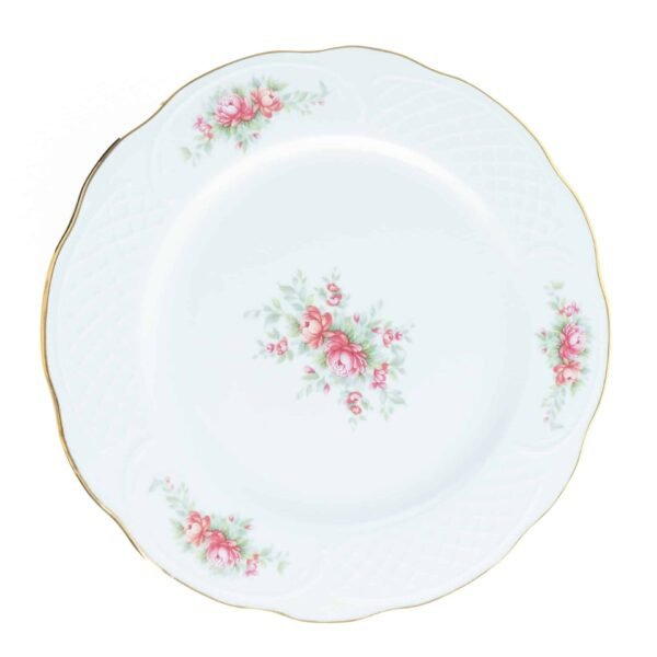 12_BIDASOA_IRINA_6LLANOS.jpg Juego de Platos Llanos de Porcelana (6 piezas) Bidasoa Irina con Motivos Florales y Filo de Oro, Vajilla Elegante y Atemporal
