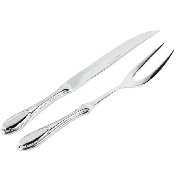 Glamour 7000  Juego de Servir Carne en Acero Inoxidable (2 Piezas) Cuchillo + Tenedor, Pulido Espejo, Apto para lavavajillas