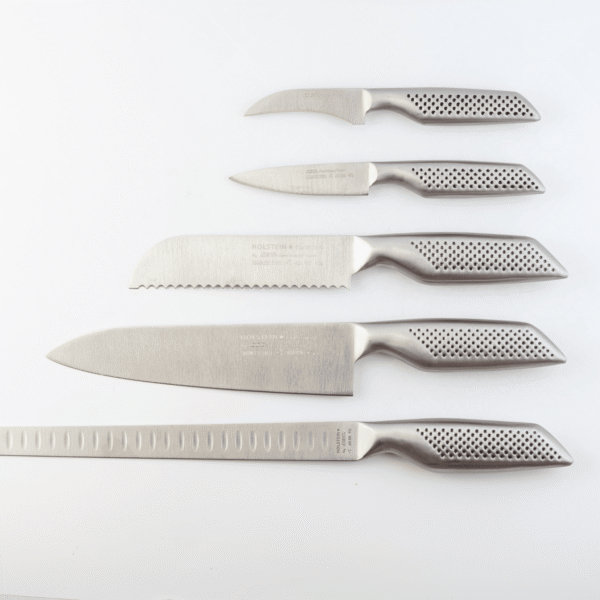 Juego de cuchillos de cocina monoblock en acero inoxidable (5 piezas) Holstein, 5 cuchillos de cocina profesionales (19 cm, 20 cm, 25 cm, 33 cm y 39,5 cm)