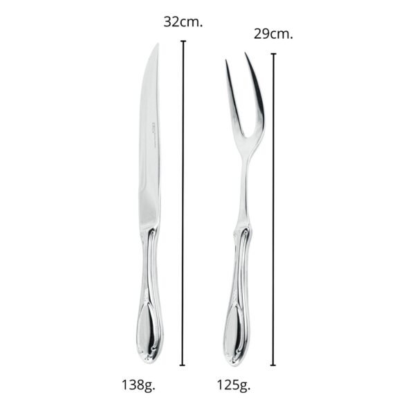 Glamour 7000  Juego de Servir Carne en Acero Inoxidable (2 Piezas) Cuchillo + Tenedor, Pulido Espejo, Apto para lavavajillas