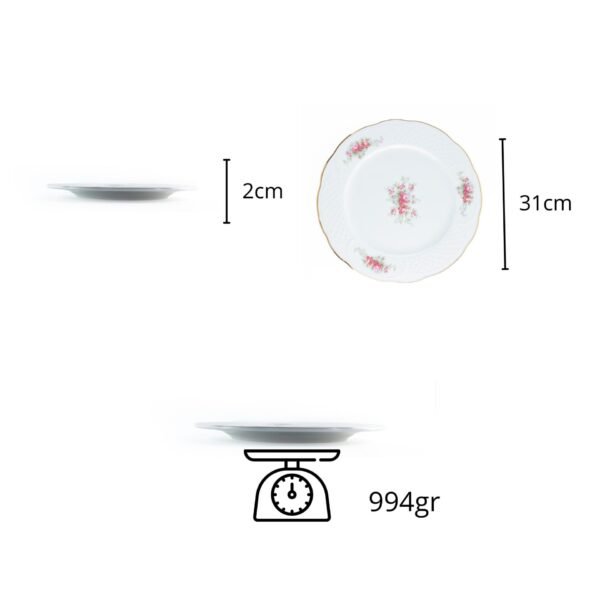 Juego de Fuentes de Porcelana (2 Piezas) Bidasoa Irina – Plato Redondo con Diseño Floral y Filo Dorado