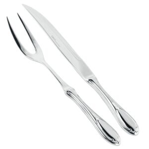 Glamour 7000  Juego de Servir Carne en Acero Inoxidable (2 Piezas) Cuchillo + Tenedor, Pulido Espejo, Apto para lavavajillas