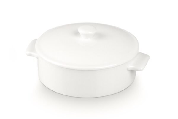 Cazuelas cocotte pequeñas de porcelana blanca con tapa (3 piezas) Ovum
