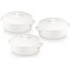 Cazuelas cocotte pequeñas de porcelana blanca con tapa (3 piezas) Ovum