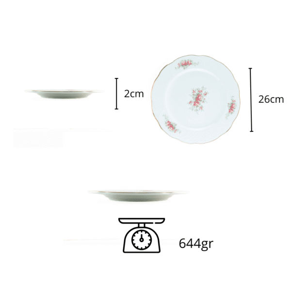 16_BIDASOA_IRINA_6LLANOS.png Juego de Platos Llanos de Porcelana (6 piezas) Bidasoa Irina con Motivos Florales y Filo de Oro, Vajilla Elegante y Atemporal