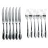 Glamour 7000  Cubiertos de Carne en Acero Inoxidable (12 Piezas) 6 Cuchillos + 6 Tenedores, Pulido Espejo, Apto para lavavajillas