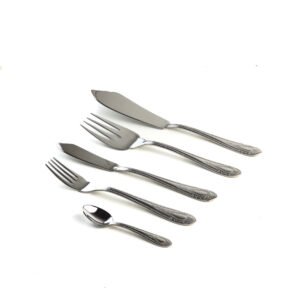 Cuberteria de pescado acero inoxidable (20 piezas) Koln 1285, 6 tenedores, 6 cuchillos fileteadores, 6 cucharas de postre, 1 pala, 1 tenedor de servir