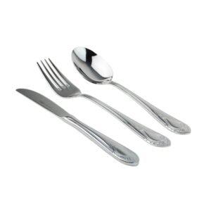 1_1285_MESA_X4.jpg 1285 ACERO POSTRE 4X3 12 piezas Cubertería de postre o merienda koln (4X3) 4 tenedores , 4 cucharas y 4 cuchillos de postre