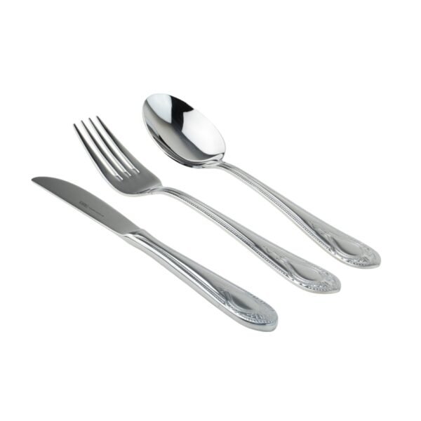 Cubertería 1285 Acero Inoxidable (12 Piezas), Pulido Espejo, 4 Tenedores, 4 Cucharas y 4 Cuchillos, Monoblock Forjados, Diseño Tradicional y Elegante