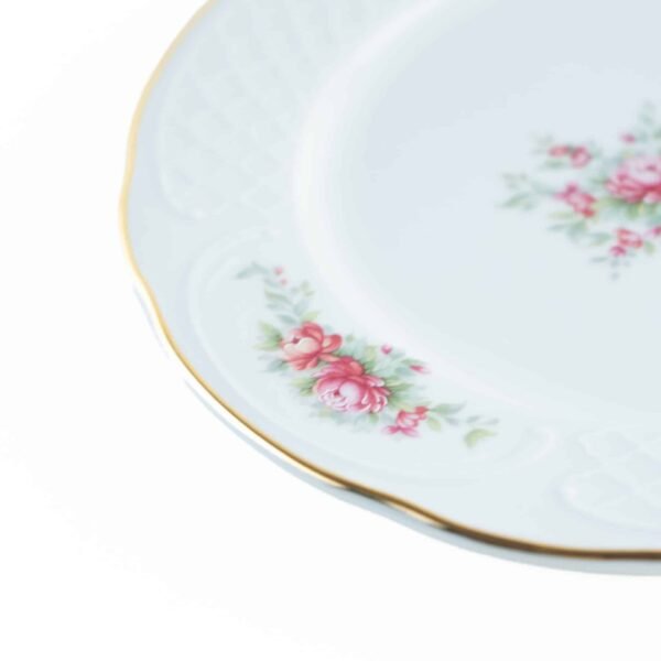Juego de Platos de Postre de Porcelana (6 piezas) Bidasoa Irina con Motivos Florales y Filo de Oro, Piezas de Porcelana con un Acabado Fino y Decorativo
