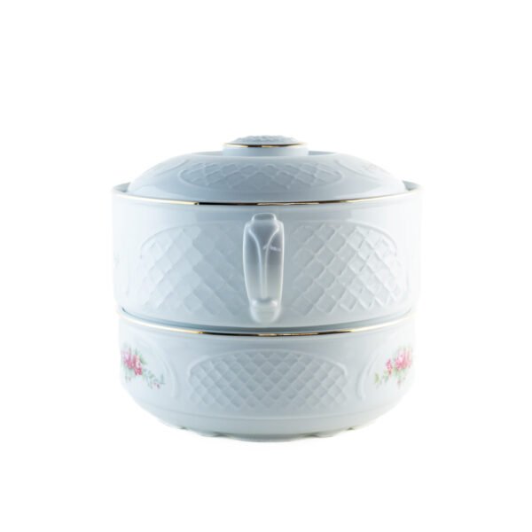 Juego de Porcelana (2 Piezas) Bidasoa Irina, Sopera con tapa y ensaladera, Diseño floral con filo dorado, Vajilla clásica y elegante para mesa, celebraciones y regalo especial