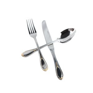 Cubiertos de Mesa Decorada en Dorado Glamour  7000  (18 Piezas) Acero Inoxidable