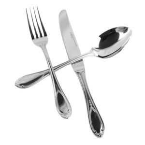 Glamour 7000  Cubertería en Acero Inoxidable (24 Piezas) – Servicio para 4 – Apta para lavavajillas