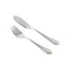 Cubertería de Pescado Glamour  7000  (12 Piezas) Acero Inoxidable con Detalles en Oro 23-24K, 6 Cuchillos y 6 Tenedores, Apta para lavavajillas