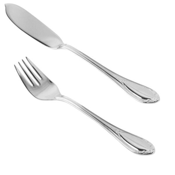 Glamour 7000 , Cubertería de Pescado en Acero Inoxidable (12 Piezas) 6 Cuchillos y 6 Tenedores, Pulido Espejo, Apta para lavavajillas