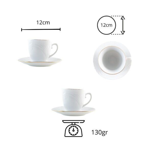2-BANDEJAS-OVALES-3.jpg Juego de café de porcelana blanca Lubeck R, 27 piezas con filo dorado, 12 tazas y 12 platillos, cafetera, azucarero y lechera, apto lavavajillas