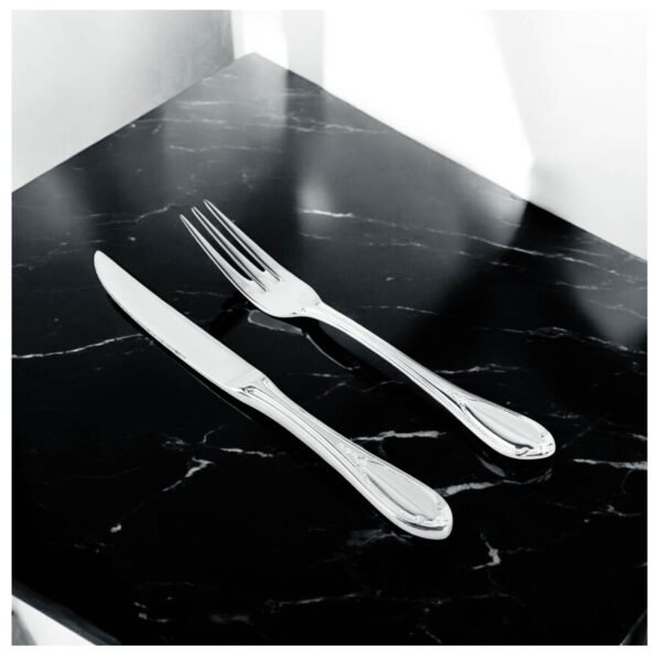 Glamour 7000  Cubiertos de Carne en Acero Inoxidable (12 Piezas) 6 Cuchillos + 6 Tenedores, Pulido Espejo, Apto para lavavajillas