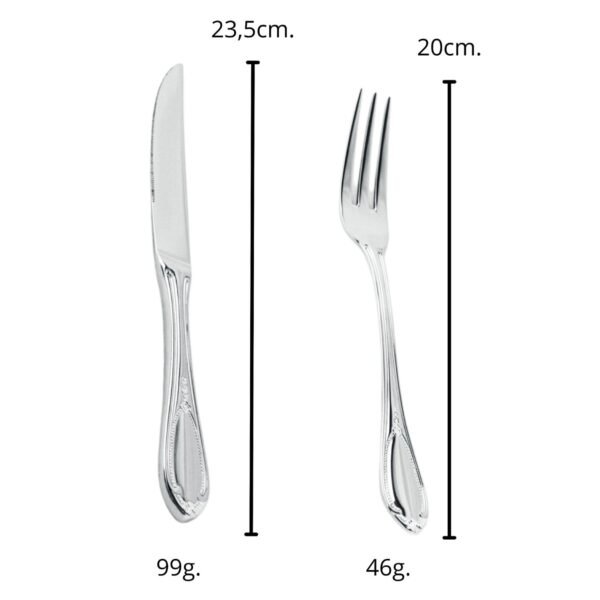 Glamour 7000  Cubiertos de Carne en Acero Inoxidable (12 Piezas) 6 Cuchillos + 6 Tenedores, Pulido Espejo, Apto para lavavajillas