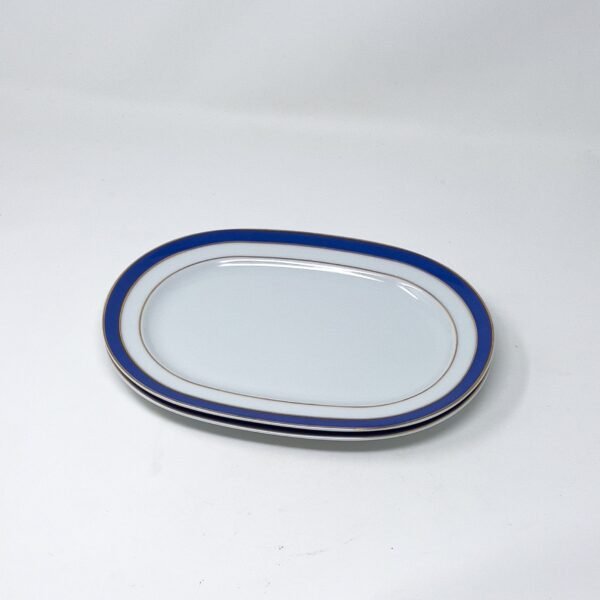 Bandejas de porcelana blanca con filo de oro y azul cobalto (2 piezas) Duisburg, 23 cm