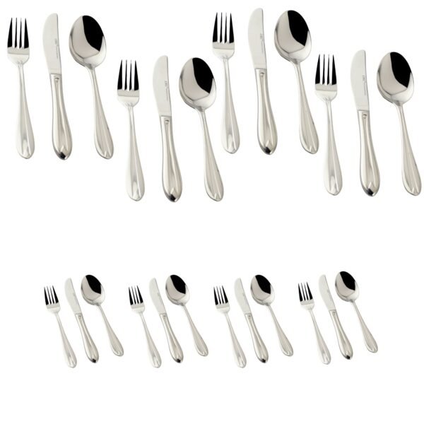 Cubertería Amsterdam 1235 (24 Piezas), Acero Inoxidable 18/10 Pulido Espej, Set de Mesa y Postre para 4 Comensales, Diseño Elegante y Resistente