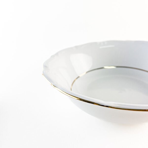 Ensaladera de porcelana blanca Rhein con filo de oro