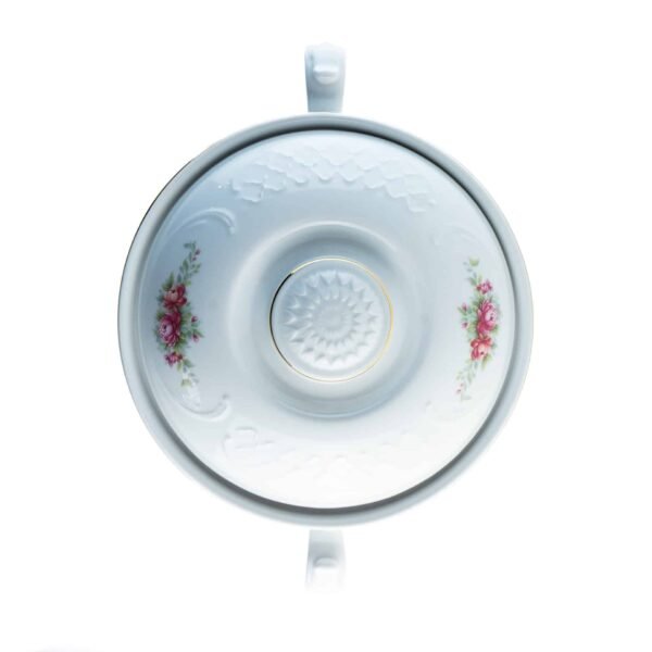 Sopera de Porcelana Blanca (1 pieza) Bidasoa Irina, Sopera con Tapa, Filo de Oro y Decoración Floral, Elegante para Servir, Mesa Formal y Regalo