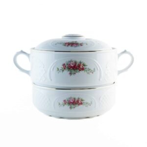 2_BIDASOA_IRINA_SOPERA_ENSALADERA.jpg Juego de Porcelana (2 Piezas) Bidasoa Irina, Sopera con tapa y ensaladera, Diseño floral con filo dorado, Vajilla clásica y elegante para mesa, celebraciones y regalo especial