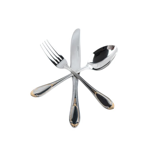 Cubiertos de Mesa Decorada en Dorado Glamour  7000  (18 Piezas) Acero Inoxidable