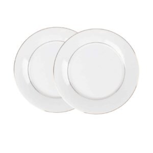 Platos de presentación de porcelana blanca con filo de oro (2 piezas) Bremen