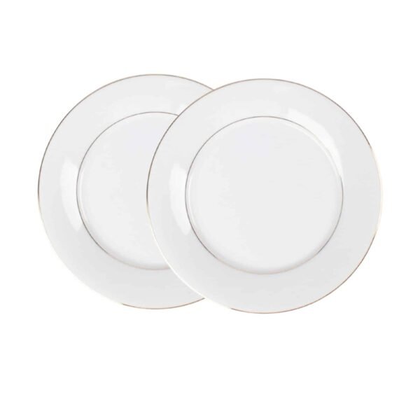 33cm.jpg Platos de presentación de porcelana blanca con filo de oro (2 piezas) Bremen