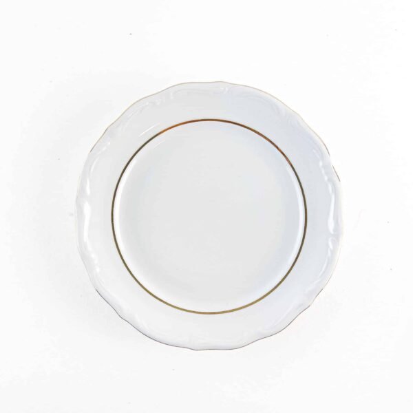 3RHEIN_6_POSTRES.jpg Juego de platos de postre de porcelana blanca (6 piezas) Rhein con filo de oro