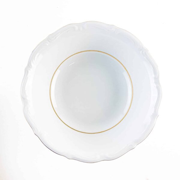 Ensaladera de porcelana blanca Rhein con filo de oro