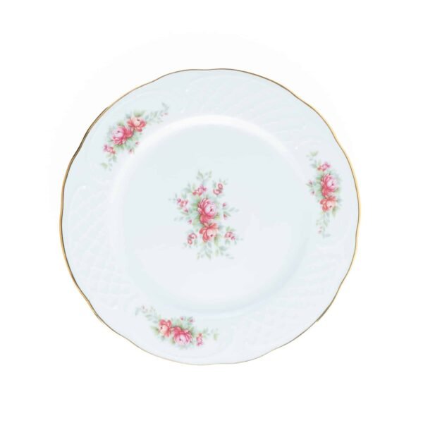Juego de Platos de Postre de Porcelana (6 piezas) Bidasoa Irina con Motivos Florales y Filo de Oro, Piezas de Porcelana con un Acabado Fino y Decorativo