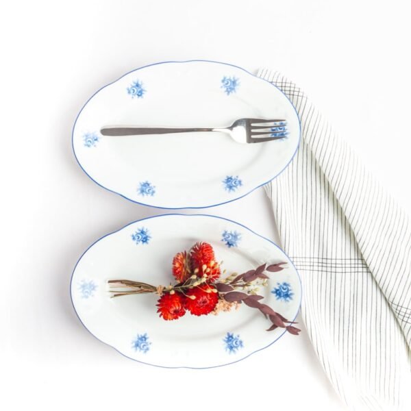 Juego de rabaneras de porcelana blanca (2 piezas) Lubeck Blue