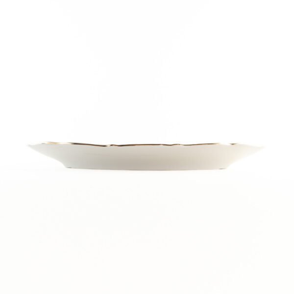 RHEIN Juego de 2 Fuentes Ovaladas para Servir, Porcelana Blanca con Borde Dorado – 33×22 cm para Sushi, Entradas, Canapés o Postres – Elegantes para Buffet, Eventos y Fiestas