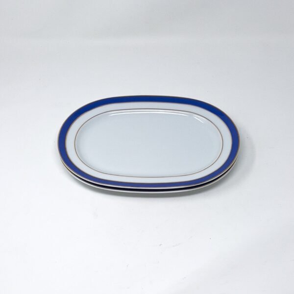 Bandejas de porcelana blanca con filo de oro y azul cobalto (2 piezas) Duisburg, 23 cm