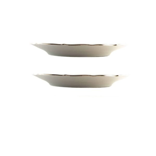 Platos de Presentación de Porcelana Blanca con Filo Dorado (2 Piezas) Rhein, Vajilla Elegante y Clásica para Mesa, Banquetes, Celebraciones y Regalo Especial