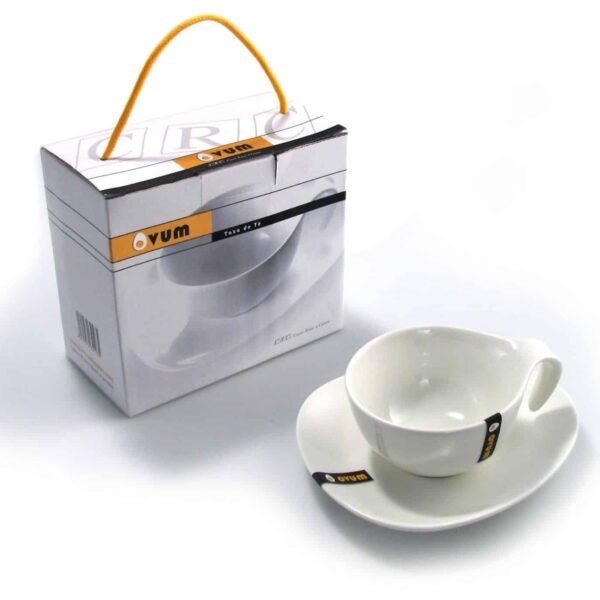 Ovum taza Cafe  o  TE  con Plato -Porcelana blanca premium